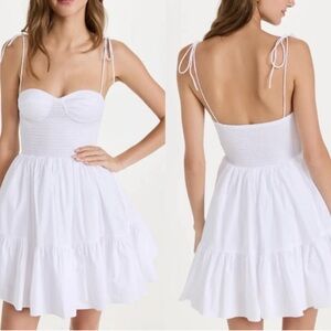 STAUD White Mini Dress with Tie Straps